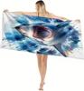 1PC White Shark Animals Paint for Family Friends Gifts Towel Quick-Dry Beach Towel For Yoga Tourism Beach GYM Camping Swimming