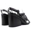 Great HERMES Sandals Romanzo Chaine d'Ancre ankle strap black leather Women 37 Used