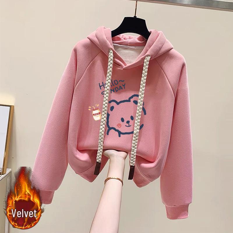 Women's Fleece-Lined Hooded Sweatshirt - New 2024 Petite Winter Dopamine Style