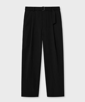 NONBLANK [Summer] Summer Cool Touch Belted Wide Fit Pants_Black