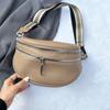 Marsupio alla moda con ampia tracolla, Borsa da petto casual a strati con cerniera multipla, Borsa a tracolla sportiva versatile