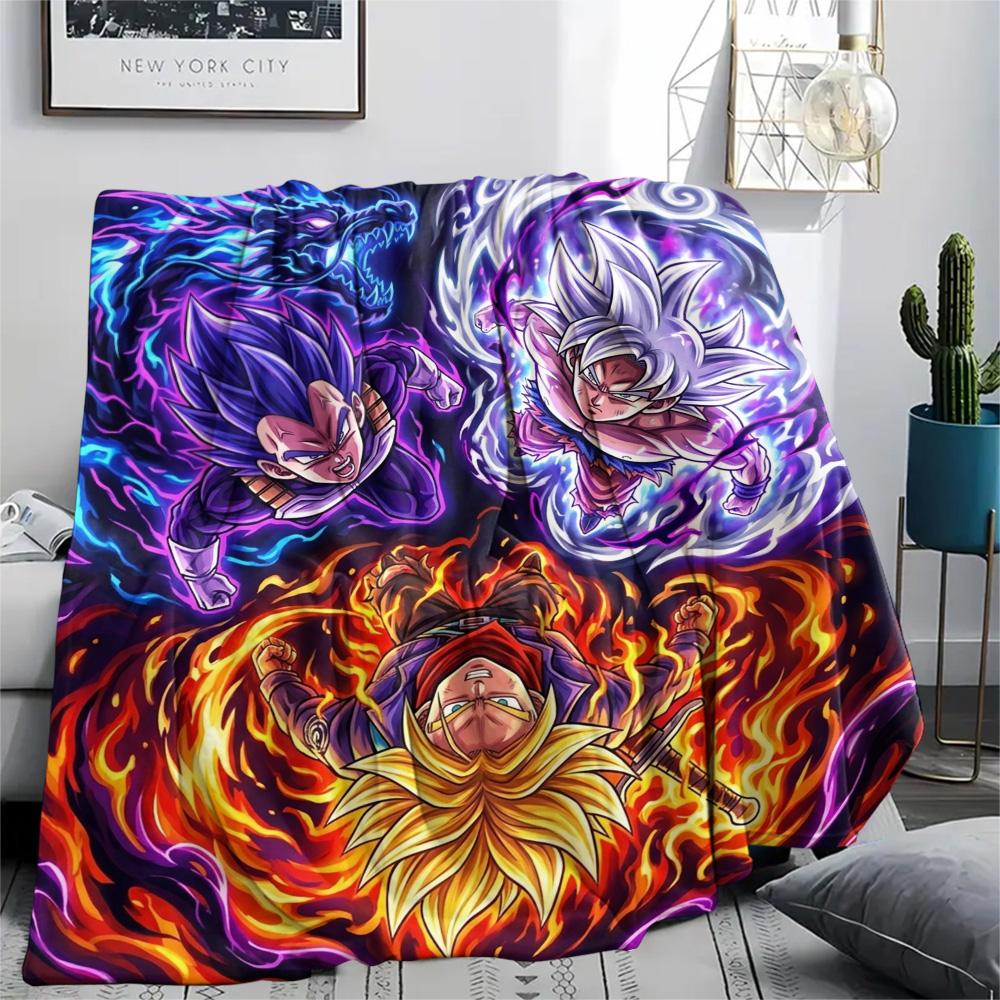 Dragon Ball Goku Warm Flannel Blanket Comfortable Print Pattern for Home Indoor Picnic Travel.-TING