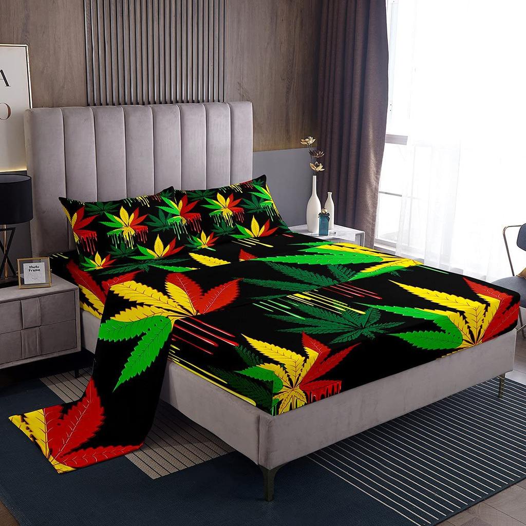 Ocean Submarine Creature Pattern Mattress Four-Piece Bedding Set Bedroom Dormitory Bedding Decoration