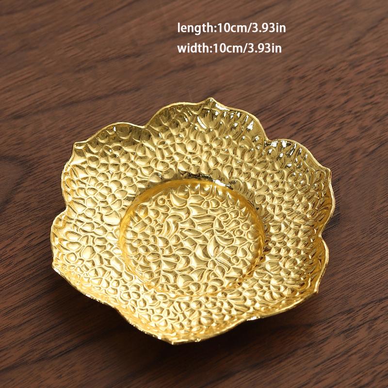 1PCgolden retro metal coaster tea ceremony decoration exquisite insulation pad suitable for tea rooms, home decoration