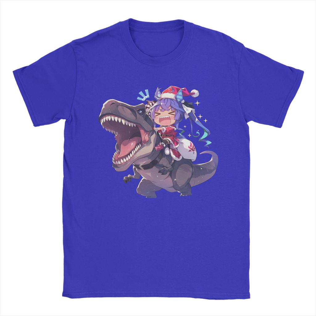 Twin Turbo Weihnachts-Dinosaurier T-Shirts Herren 100% Baumwolle T-Shirts O-Ausschnitt Uma Musume Pretty Derby Anime T-Shirts Kurzarm Kleidung