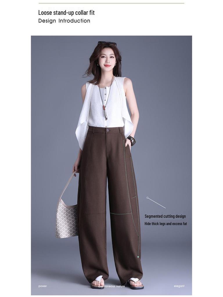 Neuer Eingang Schlankmachende High-Waist Hosen mit Fall - Vielseitiges Schlankes & Weiter Bein Design für Freizeitkleidung