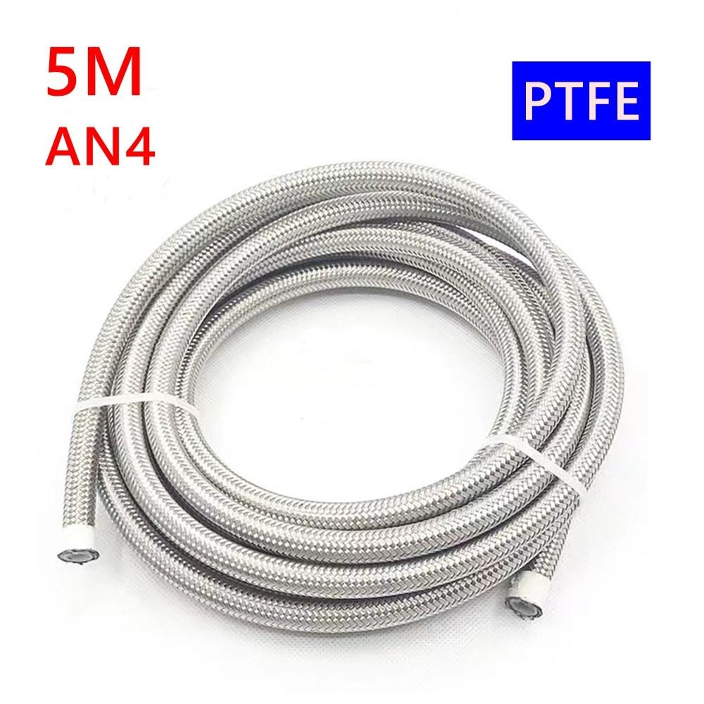 

5M PTFE универсальный гоночный шланг AN4-AN12 армированный тормозной шланг из нержавеющей стали топливный масляный шланг масляный радиатор автомобильный шланг черный серебристый