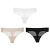 3Pcs Transparent Thong Panties Women Ultra-thin Sense Sexy Female Seamless Low-rise Solid Color T-pants Quick Drying Underwear