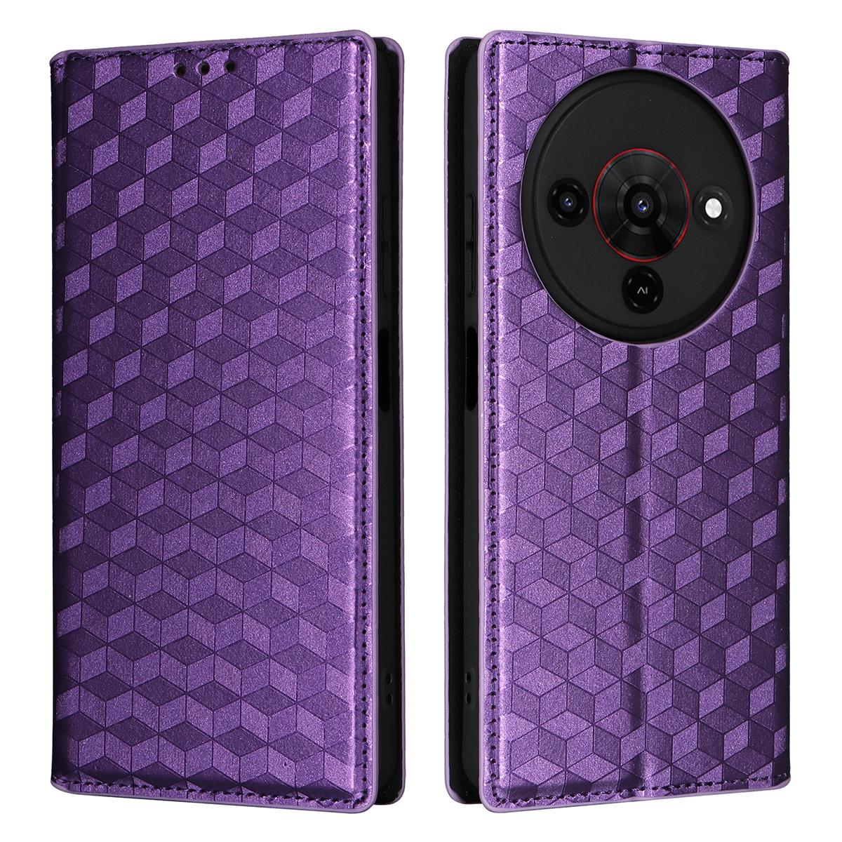 

Для ZTE Blade A76 5G Чехол-кошелек Ромбовидный Тисненый Кожаный Чехол для Телефона Purple