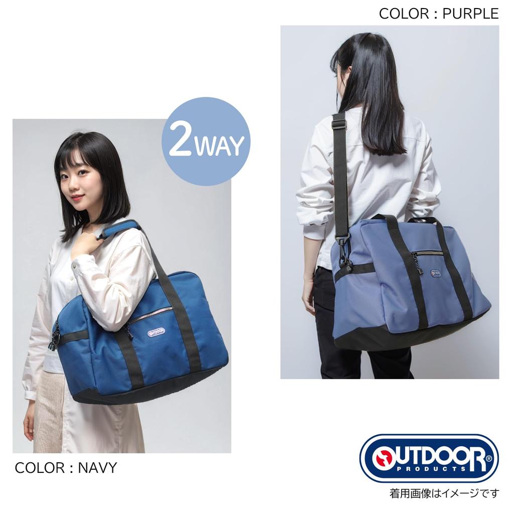 Boston Large Gym Black [Outdoor Products] Bag, 2-Way, Capacity, 40L, Travel, Bag, Luminous, Metal-Like Zipper,