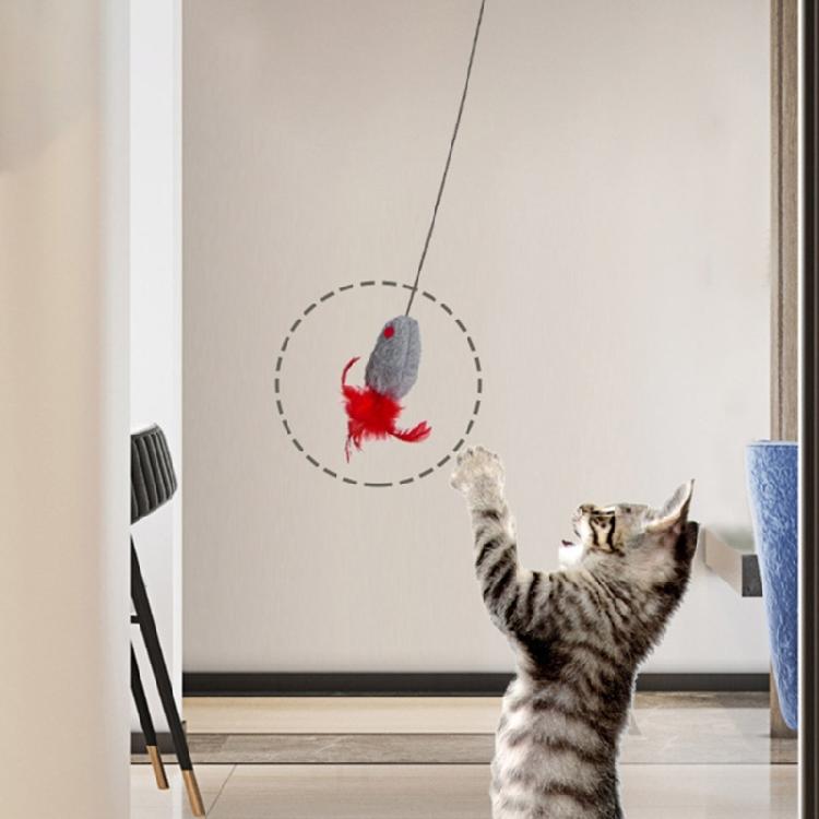 2Pcs Door Mounted Cats Play Toy Mouse Elastic Mouse Toy with Squeaker Door Hanging Plush Teaser Toy for Pet Entertainment