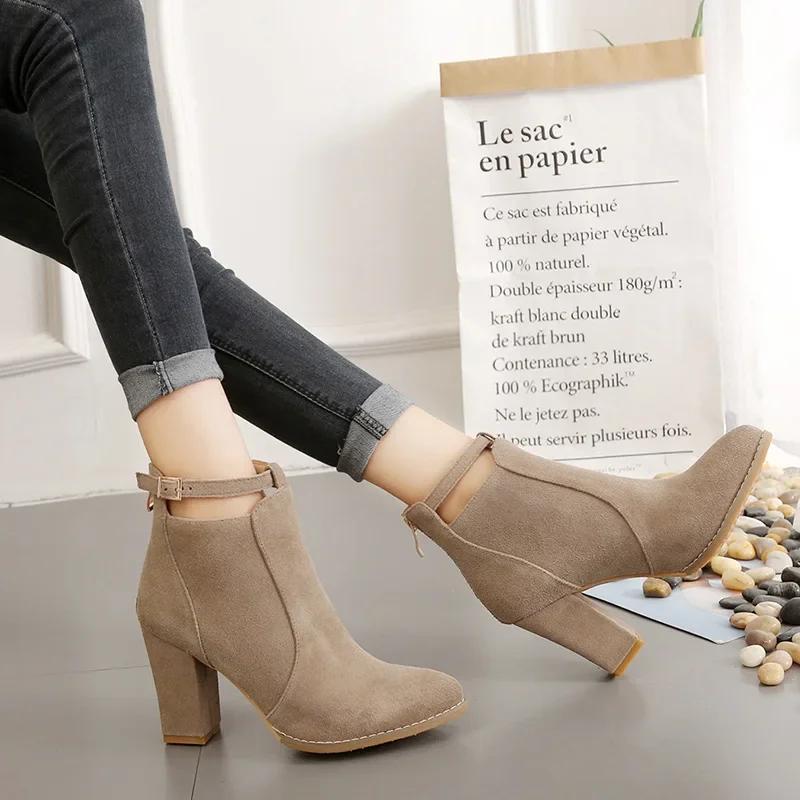 Women's Heeled Ankle Boots Fashion Sexy Pointed Woman Short Boots 2025 Spring Autumn New Plus Size 43 Women Shoes