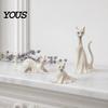 Odorless PLA Filament Decoration 3D Printed Cat Ghost Statues, Halloween Haunted Kitten Figurines with Hollow Eyes Detailed Carving Decor