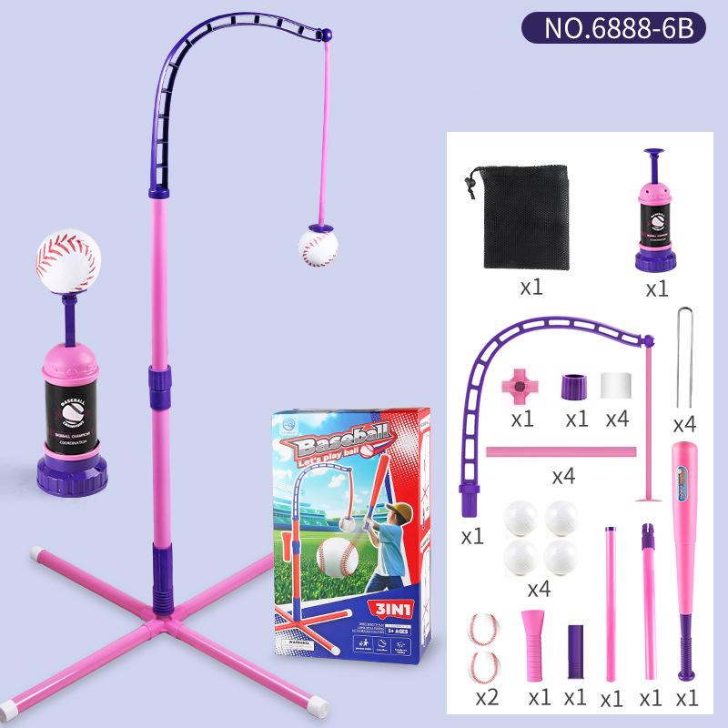 3-in-1 Kids Baseball Set for Ages 3-5/5-8, Batting Tee, Stand Tee, Pitching Machine with 4 Plastic Softballs & Bat