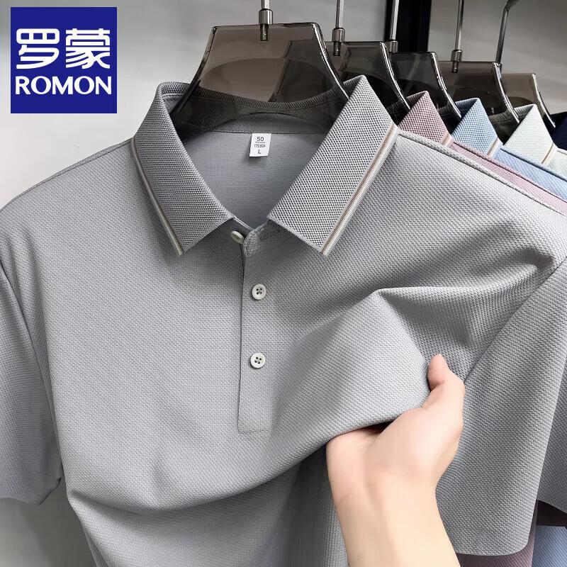 Romon Men s Ice Silk Breathable Polo Shirt L