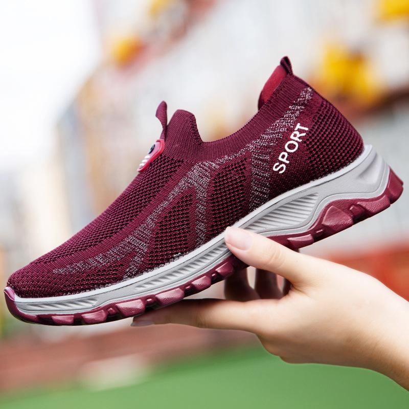 

Полиуретановая нескользящая мягкая подошва, женская спортивная и повседневная обувь, старая Пекинская тканевая обувь, женская обувь для мам среднего и пожилого возраста, походная обувь 35 красный