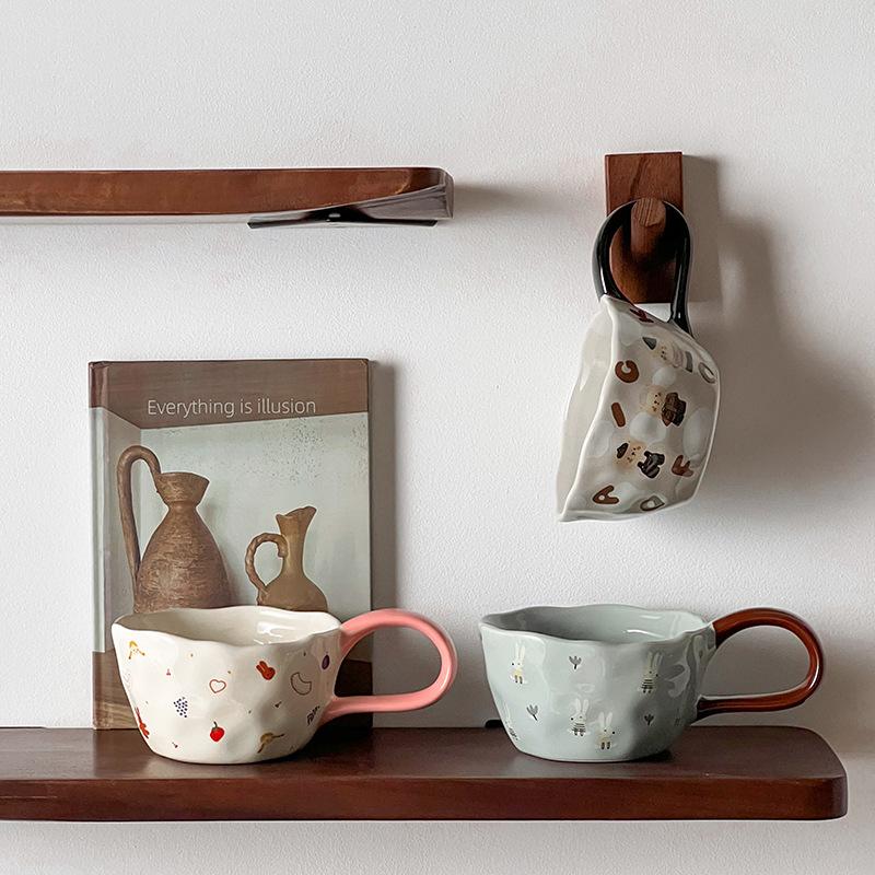 Ceramic Mug 300ML Cute Cartoon Creative Large Handle Coffee Afternoon Milk Juice Household Tea Cup Drinkware Gifts for Home-use