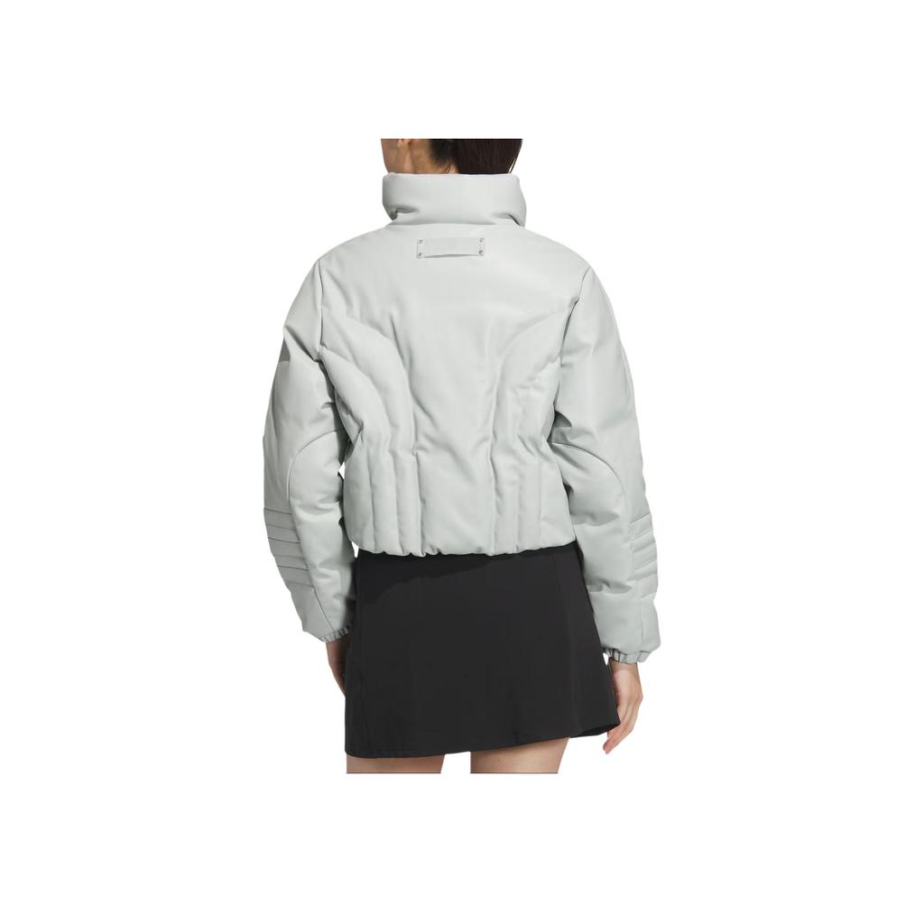 Adidas Originale Einfarbiges Markenlogo Muster Stehkragen Sportliche Warme Jacke Daunenmantel Damenjacken Silbergrau JD3791