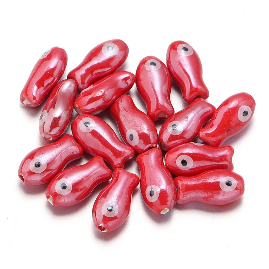 Pack Of 10 Colorful Retro Ceramic Fish Beads Handmade Spacer Charm For DIY Bracelets Jewelry Crafting Accessories