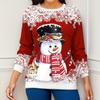 GMXIA Women's Fashion Casual Christmas Print Autumn and Winter Shoulder Print Loose Long Sleeve Round Neck T-shirts and Tops