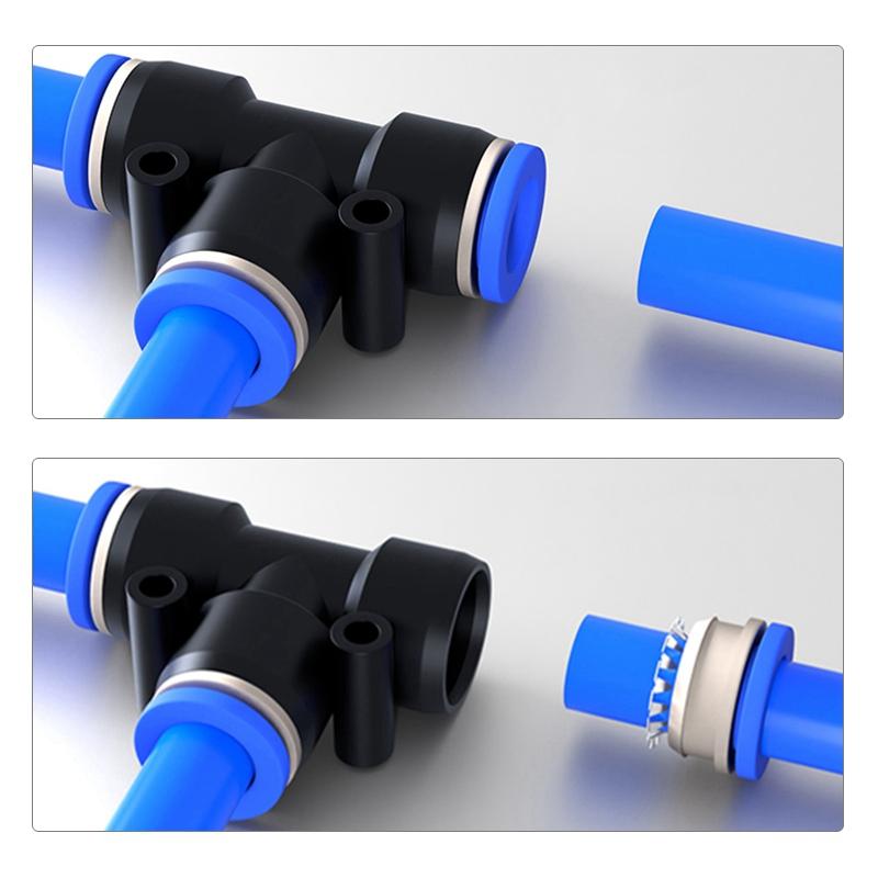 Pneumatic Pipe Quick Connector Air Tube Plastic T Type Tee Three-way Straight Push Lock Joint Hose Connector 4mm/6mm/8mm/10mm