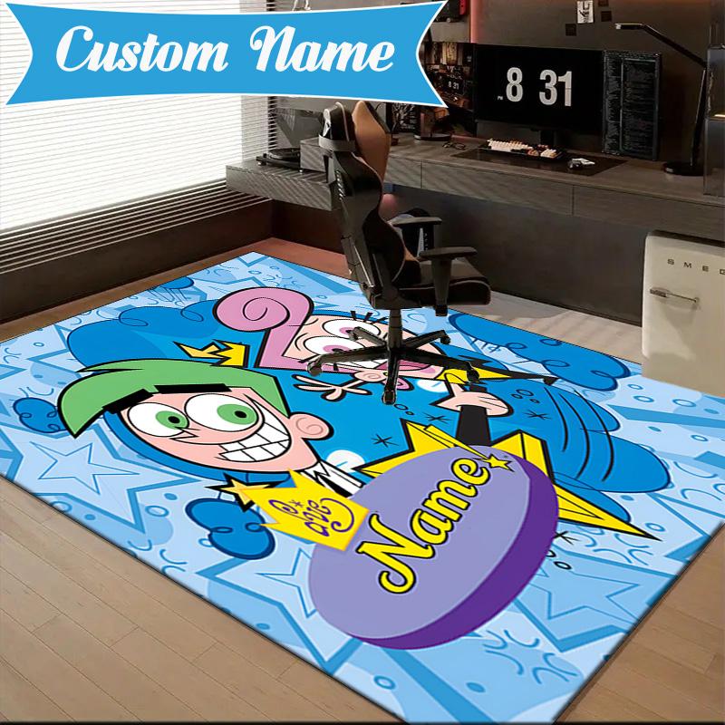 Custom Name Magical Star Crown Adventure Rug for Living Room, Game Rooms, Office, Bedroom, Floor Mat Playful Design, fan gifts Christmas decor