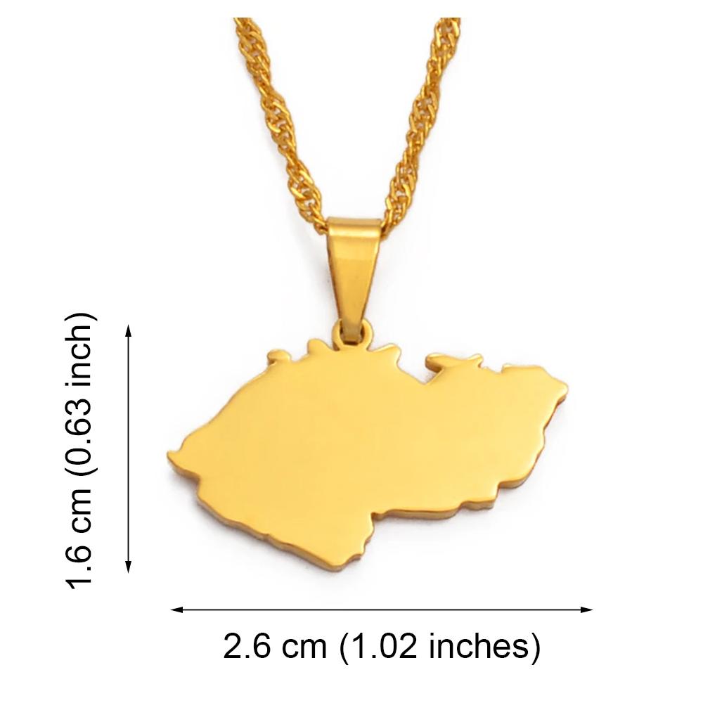 Anniyo The Czech Republic Map Pendant & Necklaces for Women Ceska Country Maps Jewelry @021921 45cm OR 17.7 Inches