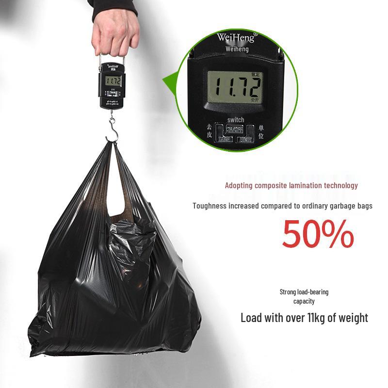 Black Handheld Thickened Vest-Style Trash Bags with Handles for Household Use