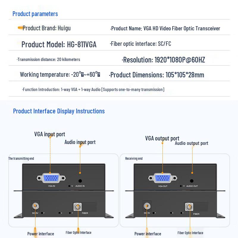 HuiGu HD Video Fiber Optic Extender