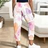 Women Plus Size Casual Printed Drawstring Waist Jogger Pants Side Pockets Cuffed Ankle