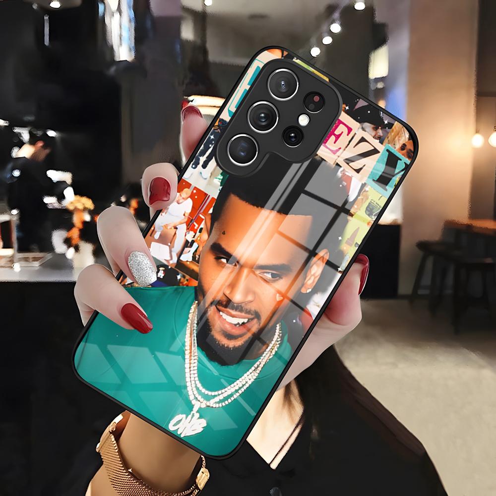 

Singer Chris Brown Phone Case For Samsung S26 S25 Edge Ultra 24 23 22 21 Ultra Plus Fe A55 56 15 4G 5G Glass Cover Galaxy S21 FE 5G