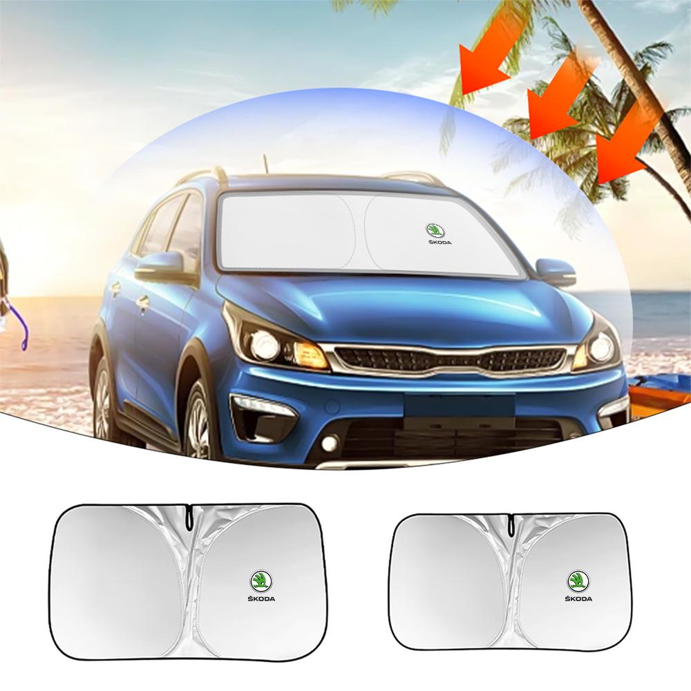 For Skoda Scala Car Windshield Sun Shade Cover Auto Interior Sunshade for Skoda Rapid Fabia Octavia Yeti Superb RS Scala Kodiaq Karop VII Hubcap