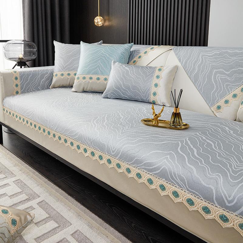 Sofa Cushion Summer Ice Silk Simple Modern Summer Mat Cushion Non-Slip Four Seasons Universal Sofa Cover Cover Solid Color Cool Pad