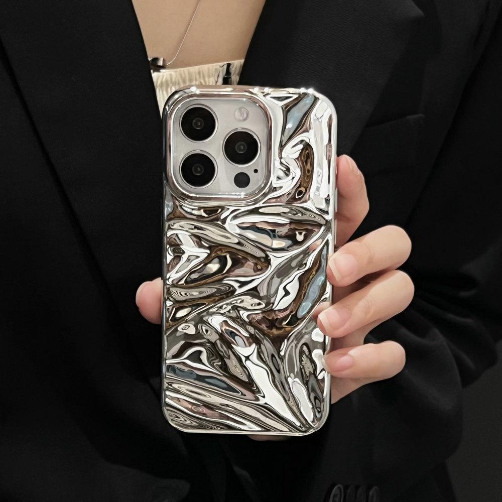 For IPhone 16 Pro Max Chromed TPU Case,Wave Series Plating Gliter Bling Chromed TPU Case for IPhone 15 14 13 12 Pro Max