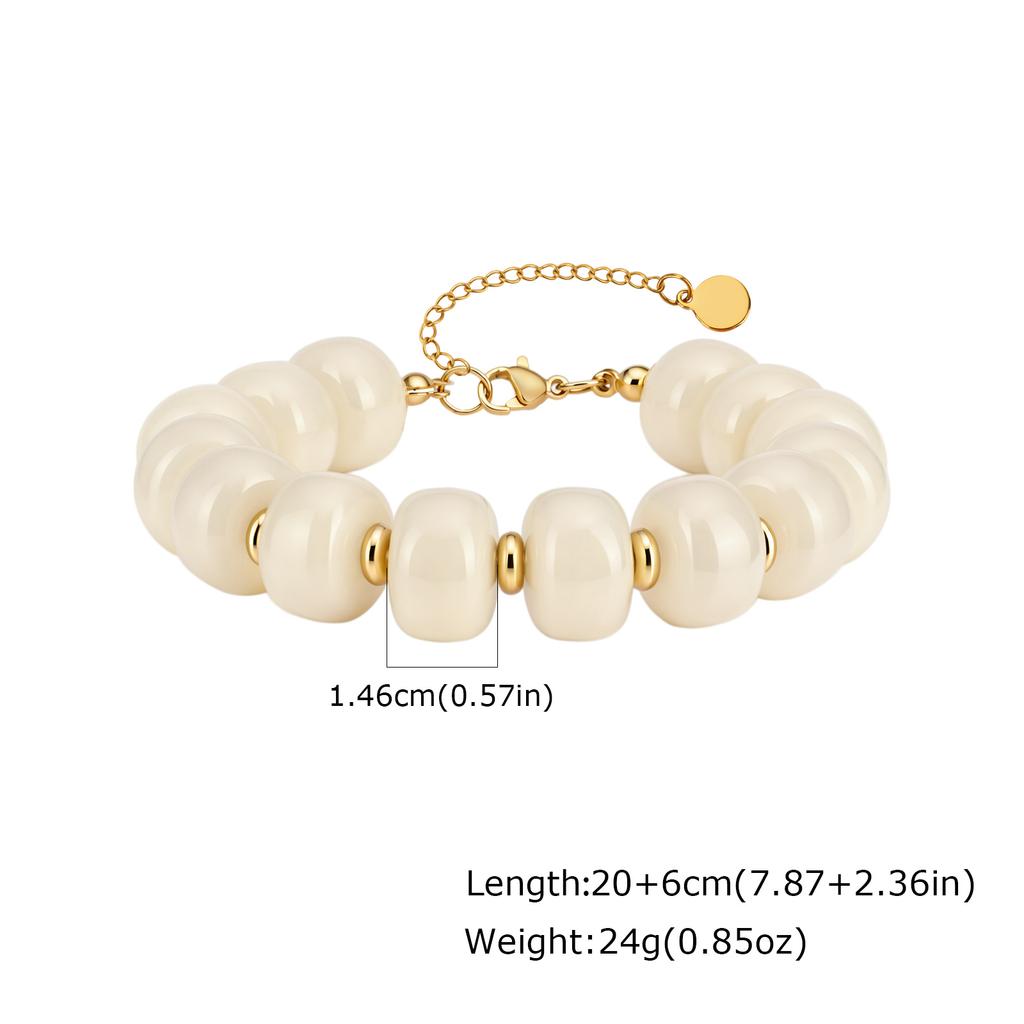 Exaggerated Personality Design Resin Beads Bracelet Necklace for Women Fashion Stainless Steel Summer Statement Jewelry Set Gift
