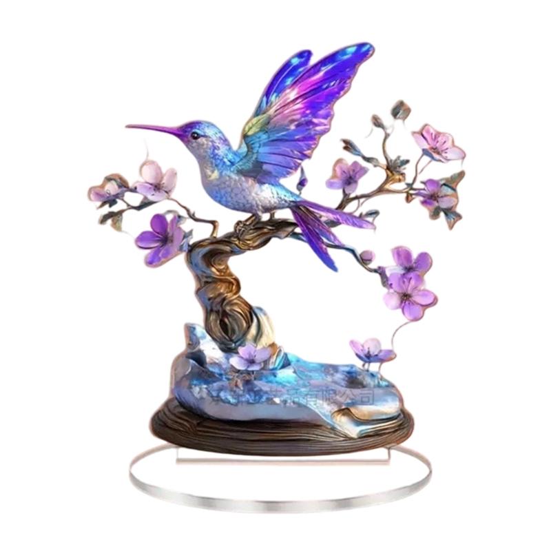 

Acrylic Flower Branch Bird Statues Desk Decorative Figurines Animal Figurines Sculptures for Home Office Table Ornaments