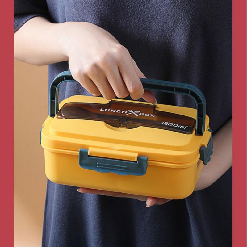 1200ml Large Capacity Lunch Box Portable Wheat Straw Bento Box Leak-proof Food Storage Container for Kids Back To School Camping