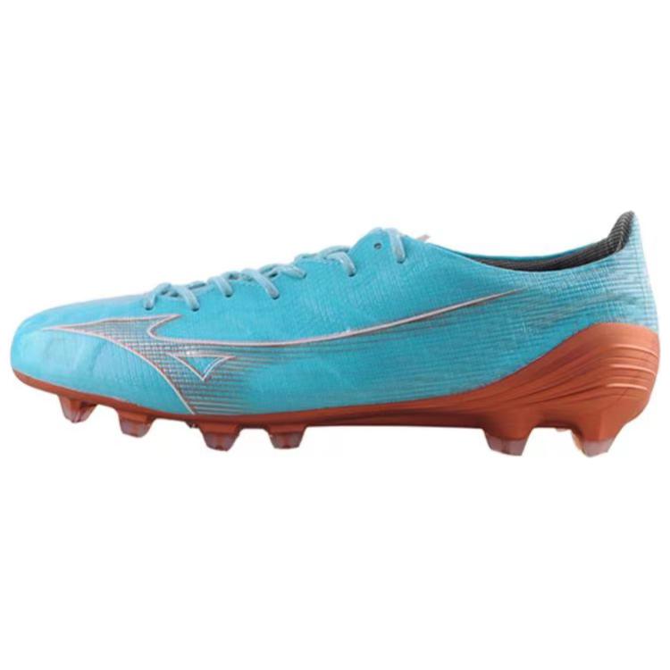 Mizuno Alpha Natural Grass FG (Rubber Long Studs) Slip-Resistant Durable Lightweight Soccer Shoes Men Sneaker Blue Brown P1GA236225