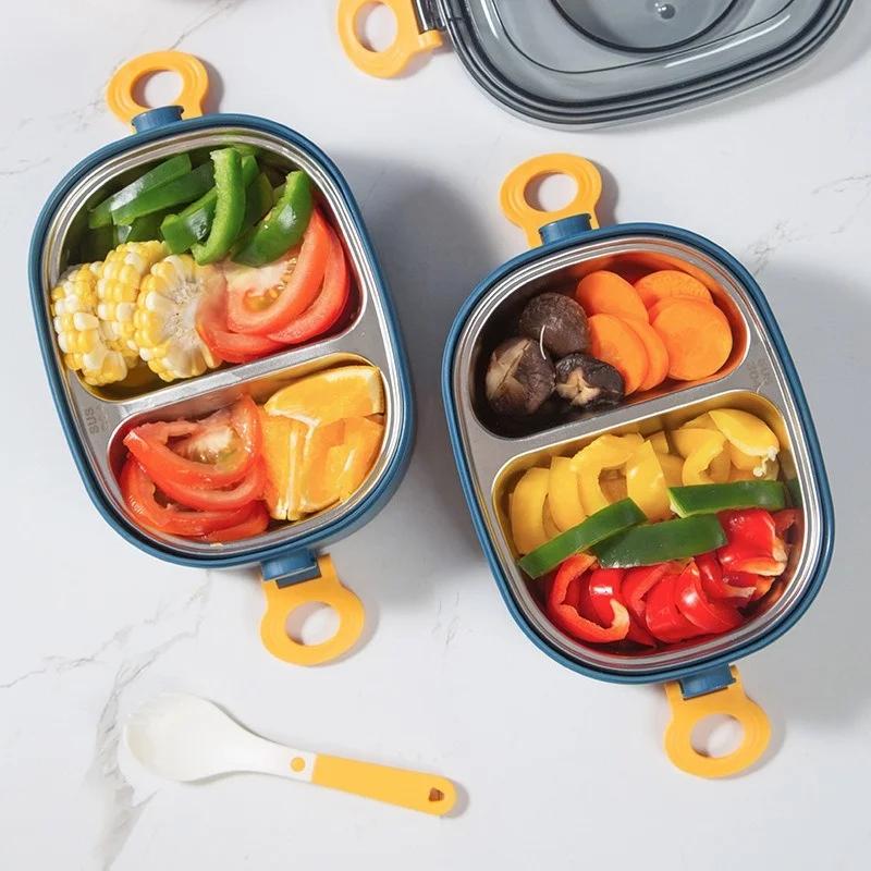 2000ML Lunch Box Stainless Steel Portable 3 Layer Children Student Bento Box Leakproof Microwavable Food Container School Travel