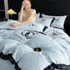 Winter Thickened Carved Milk Velvet Four-Piece Set with Luxurious Embroidery and Wide-Edge Bed Sheet and Duvet Cover