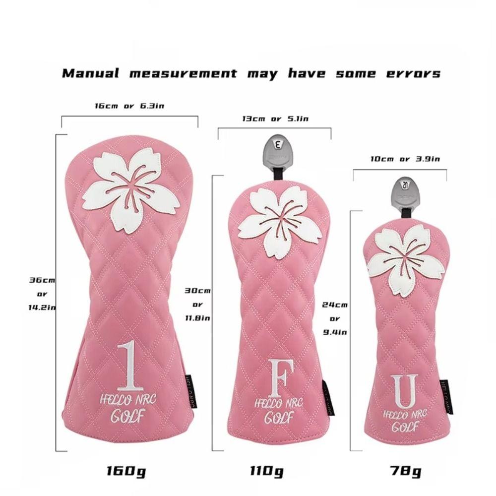 PU Leather Golf Club Protector Sakura Pattern Wood Headcover Golf Head Cover  Golf Supplies