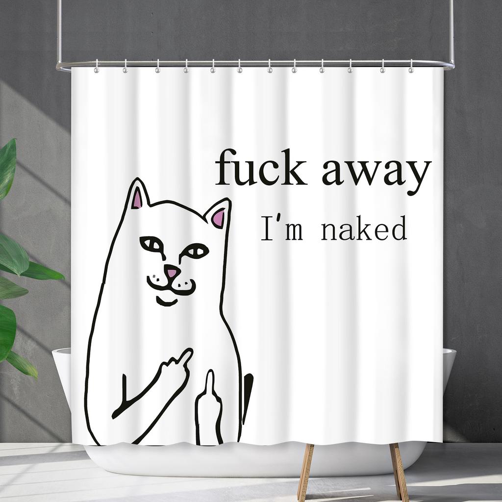 Shower Curtain Waterproof And Mildew-Proof Digital Printing English Alphabet Shower Curtain Bathroom Shower Cloth Partition Curtain Free Of Punching