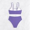 2024 European & American Style Solid High Waist Bikini - Sexy Split Swimwear