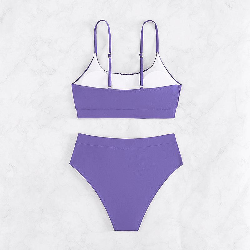 2024 European & American Style Solid High Waist Bikini - Sexy Split Swimwear