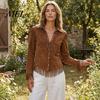 Long Sleeve Blouses Women Tassel Shirt for Autumn, Button Down Slim Fit Fringe Casual Tops Blouse, Solid Color Top, Western Cowgirl Outfit Blouse