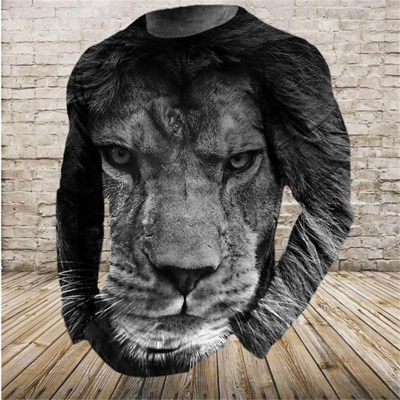 Camiseta de Manga Larga Retro para Hombre Camisa con Estampado de Animales Ropa con Patrón de Animales Ropa Urbana Top de Manga Talla Grande para Hombre XS-5XL