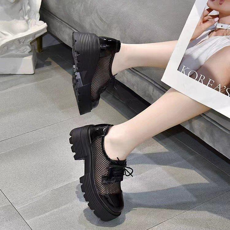 2025 New Spring and Summer Platform Sandals Women's Mesh Single Shoes Breathable and Comfortable Versatile Height-increasing Soft-soled Muffin Loafers