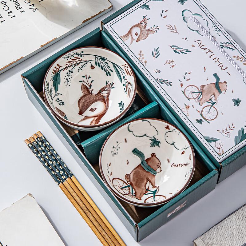 Набор керамических пиал для риса из сине-белого фарфора