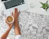 Modern Protective Keyboard Mat Floral Leaf Sketch 100X50 Cm
