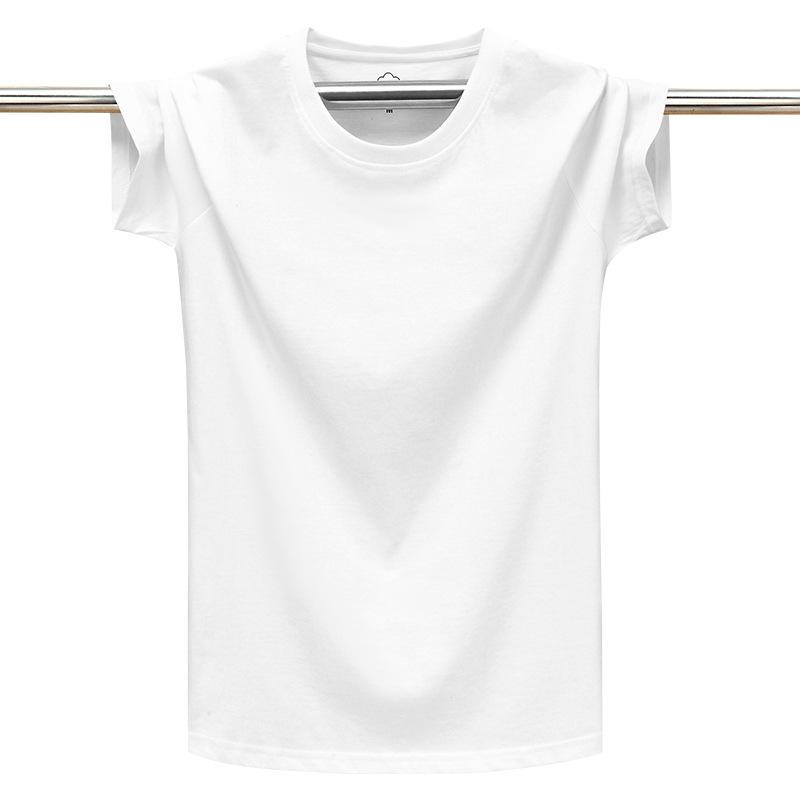 Летняя модная хлопковая футболка мужская с круглым вырезом и короткими рукавами свободная дышащая однотонная футболка для занятий спортом на открытом воздухе удобн 6XL белый 1219₽